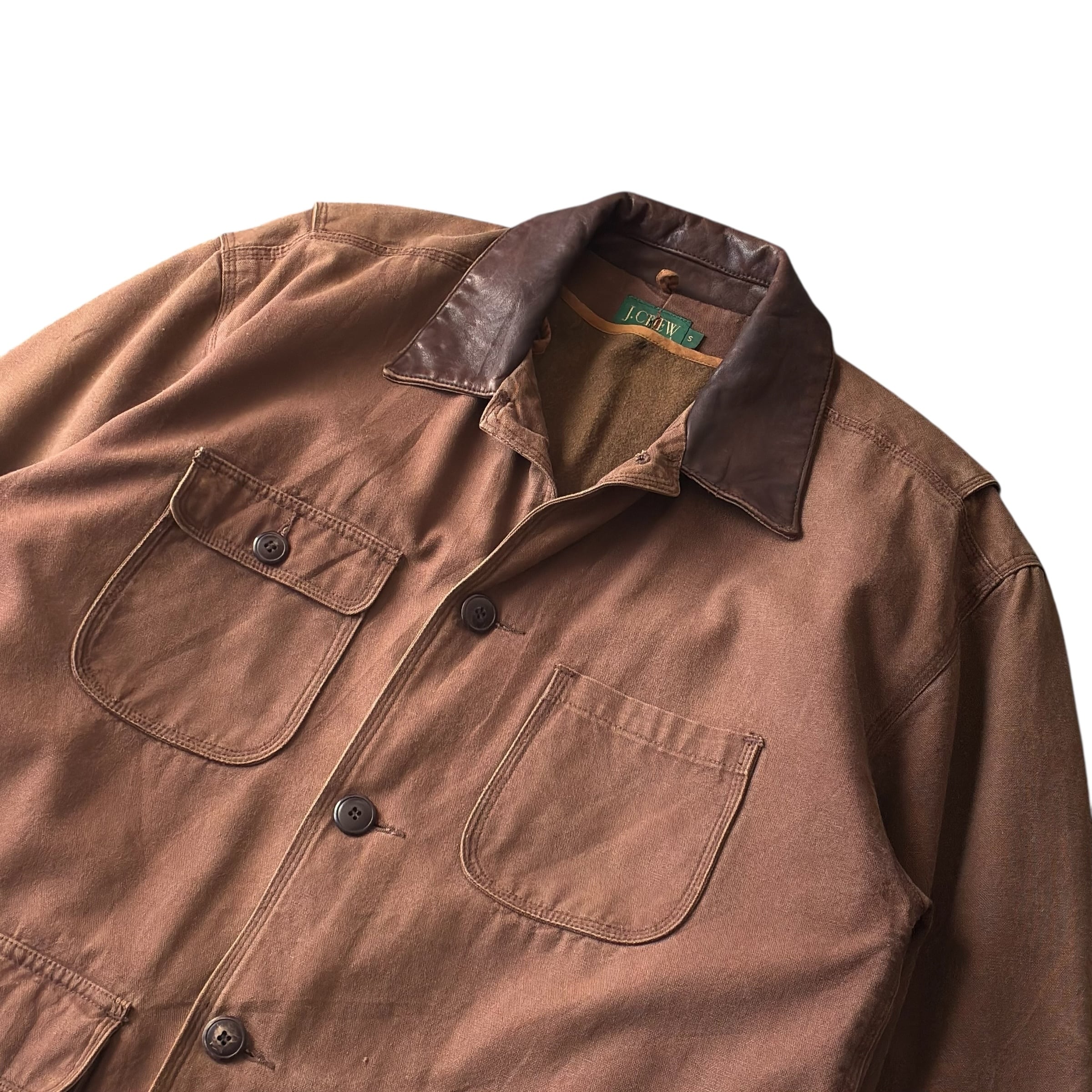 襟レザー］90's J.CREW“カバーオール“ライナー付き ジャケット