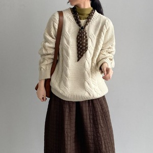 cable-knit chunky sweater　J00310