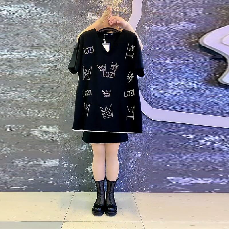 サマールーズ薄手Tシャツ プリントトップス 大きめサイズ 夏物 ミックスインファッション65490529408