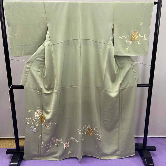 BY4989 黒留袖 山車 祭 着物 フォーマル 結婚式 正絹 違い鷹の羽 落款 