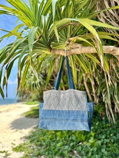 ヴィンテージレース マザーズバッグSILVER