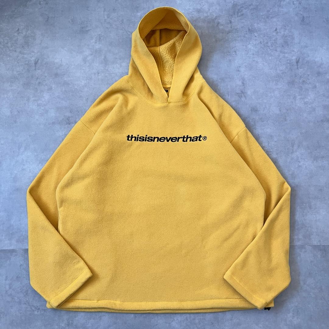 ディスイズネバーザット ネバザ フリース パーカー ロゴ XL 黄 18045