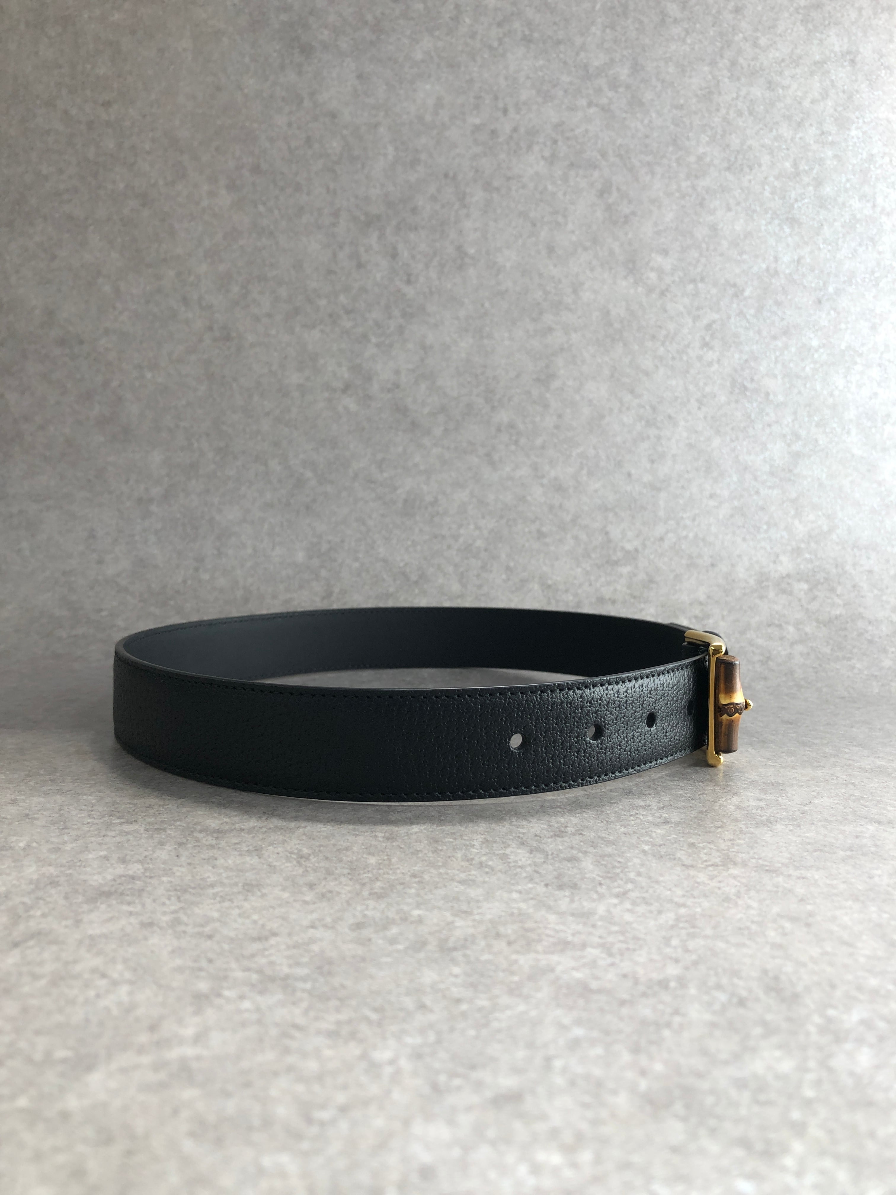 GUCCI グッチ ベルト ブラック バンブー レザー バックル vintage