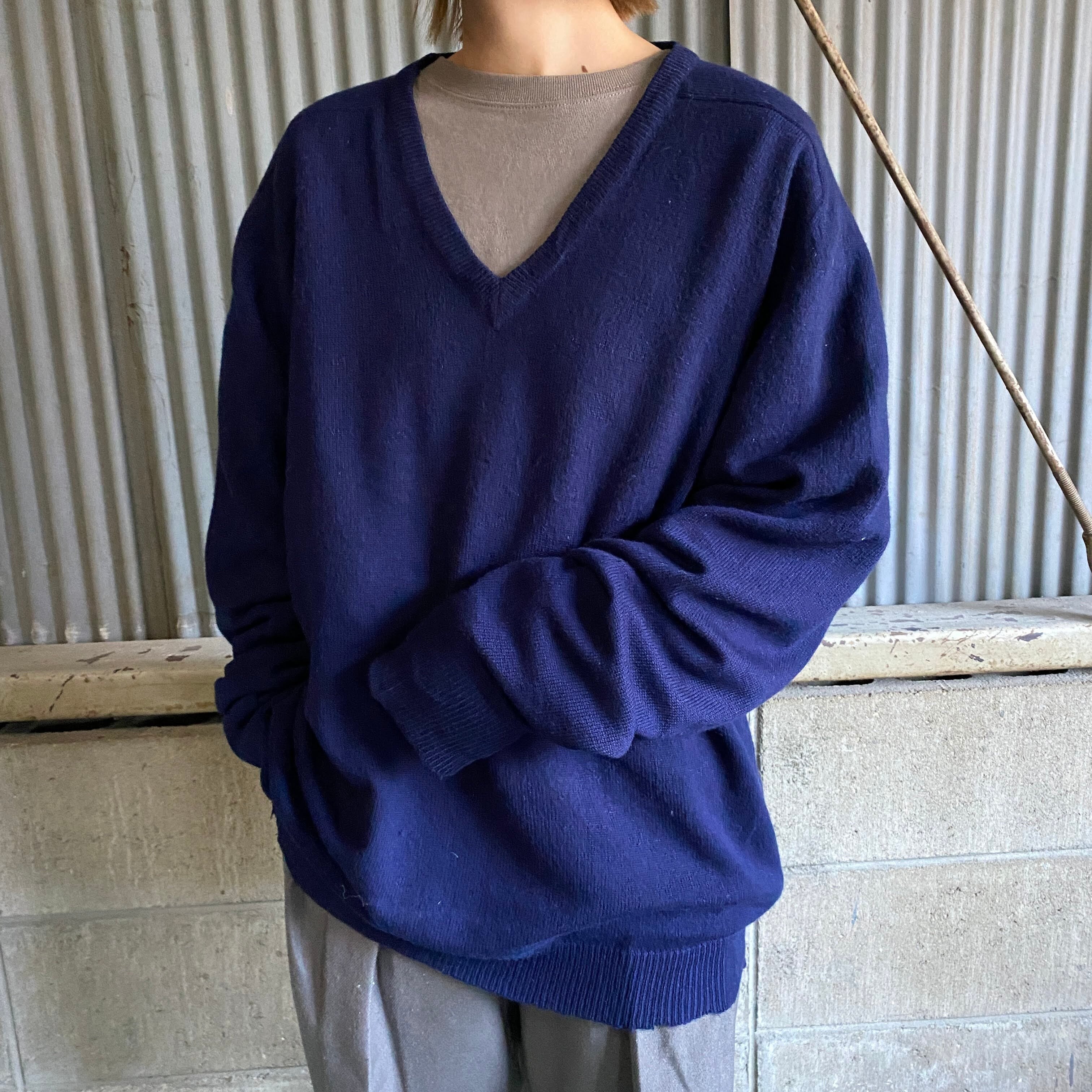 The Universal 無地 Vネック カシミヤ100％ ニットセーター メンズL 