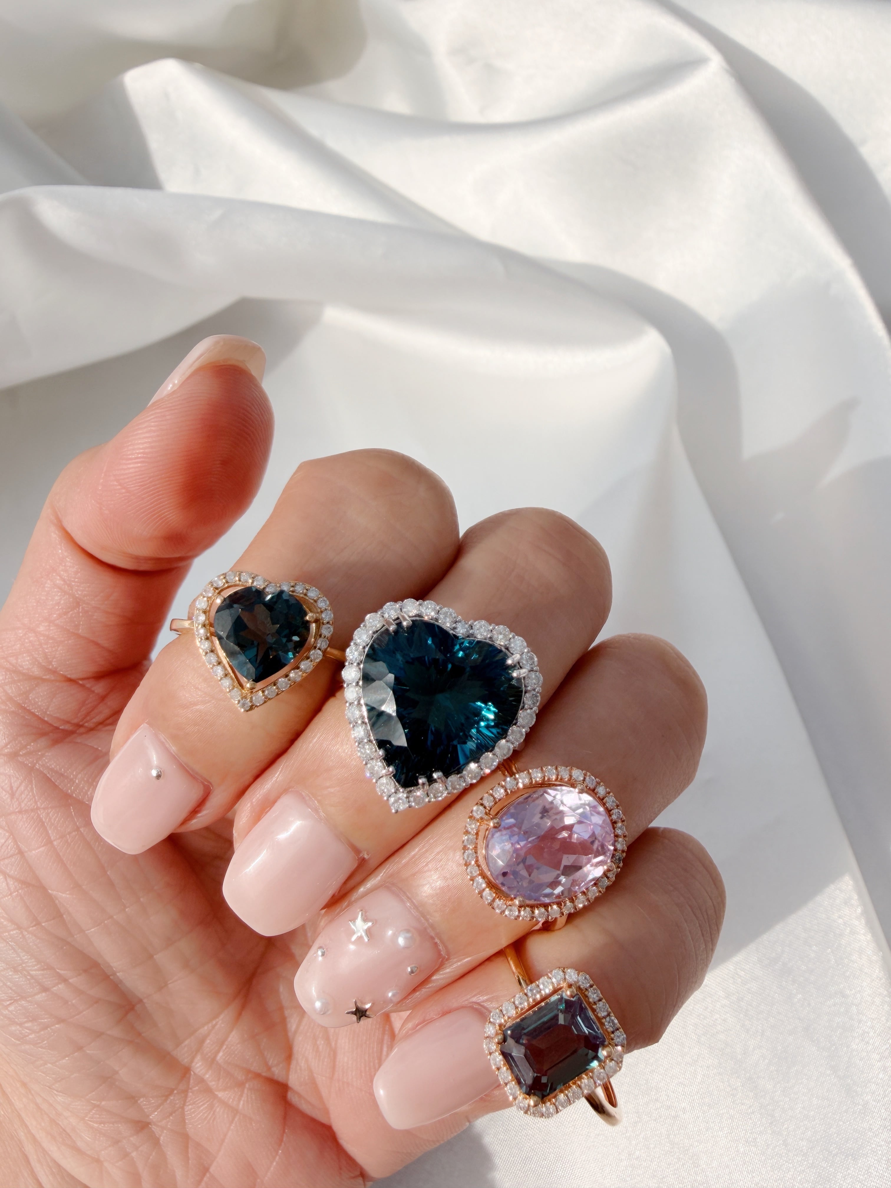 クンツァイト ダイヤモンド Halo Grand Bijoux 18K Ring | ＜天然石
