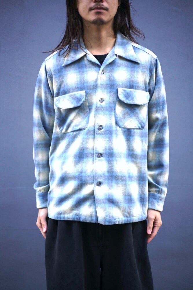 Pendleton [PENDLETON] Vintage Ombre Check Open Collar Wool Shirt