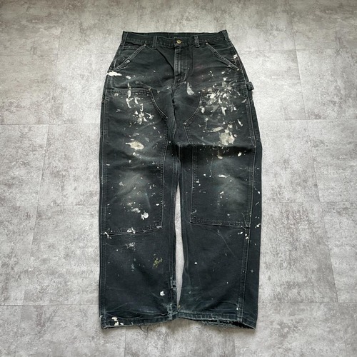 USA生地 ブラック ダブルニー Carhartt B136 BLK 32×32