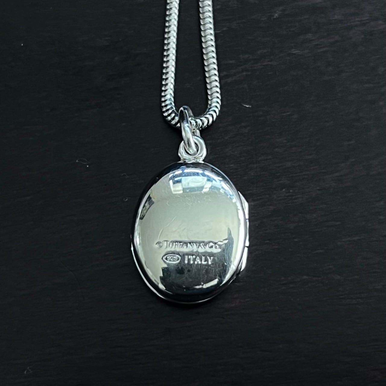 VINTAGE TIFFANY & CO. Locket Pendant Long Necklace Snake Chain