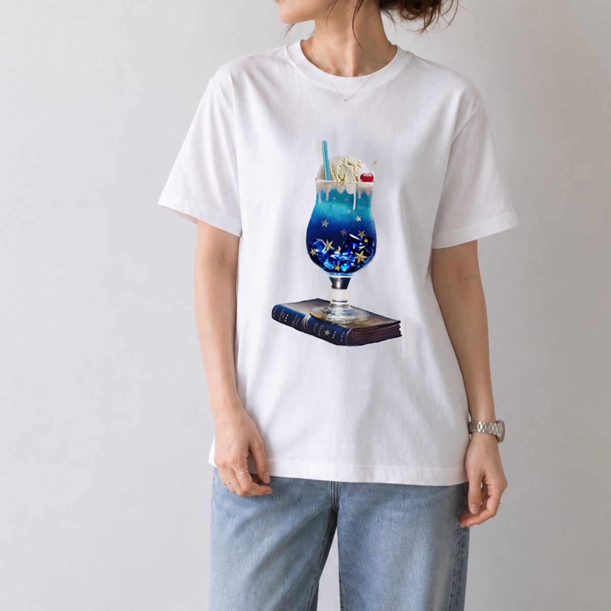 Tシャツ | 星空のクリームソーダ ダイカットデザイン | WHITE（ユニ