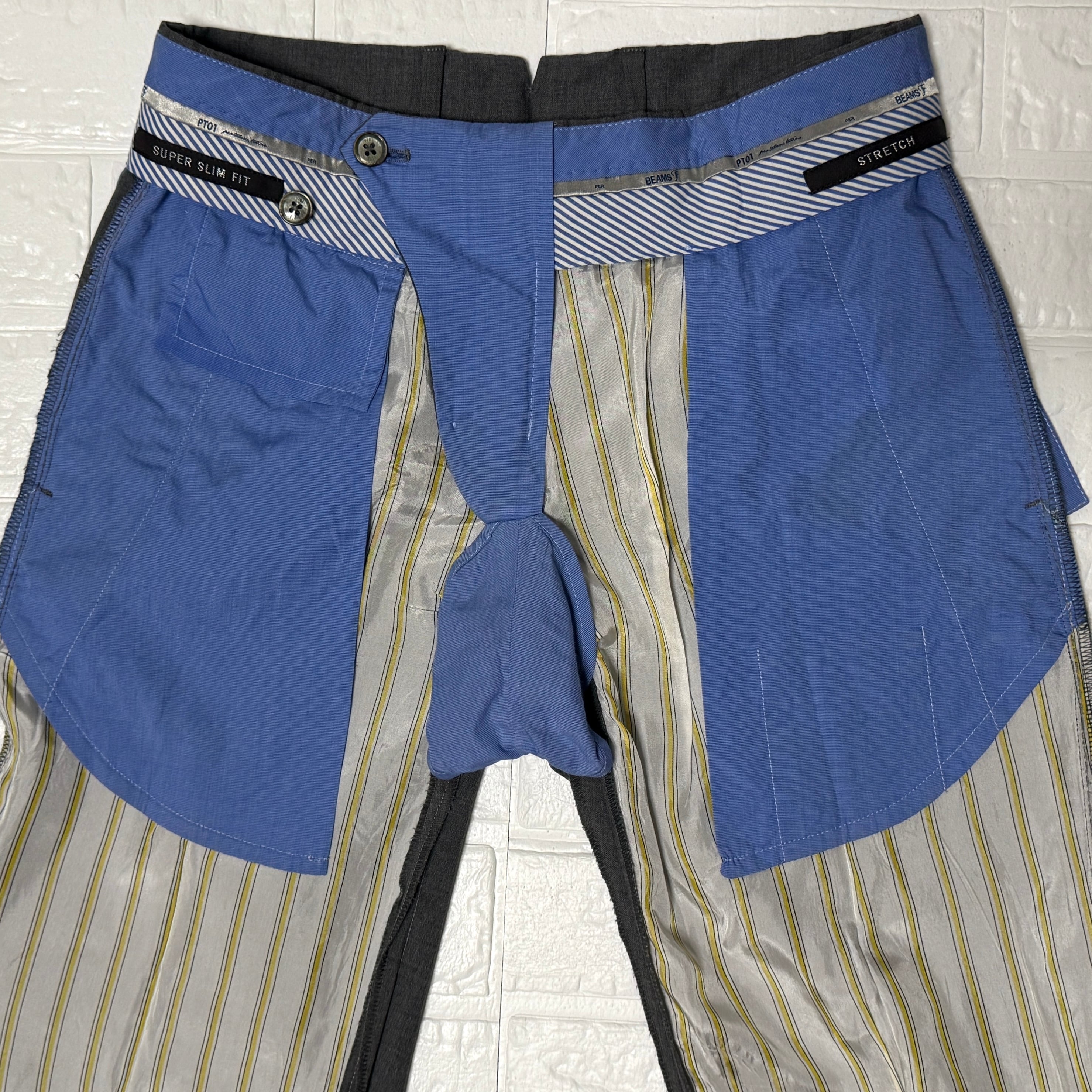 PT01×BEAMS F 1プリーツ ウール スラックス (グレー、サイズ42、XS