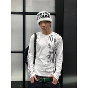 VINTAGE ストリート フラッグプリント ロングTシャツ T2279