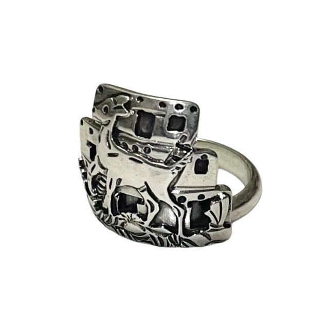 navajo deer motif silver ring