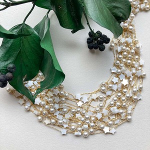 〈再入荷〉白星とパールビーズのチェーン（10cm〜）《オンライン限定》