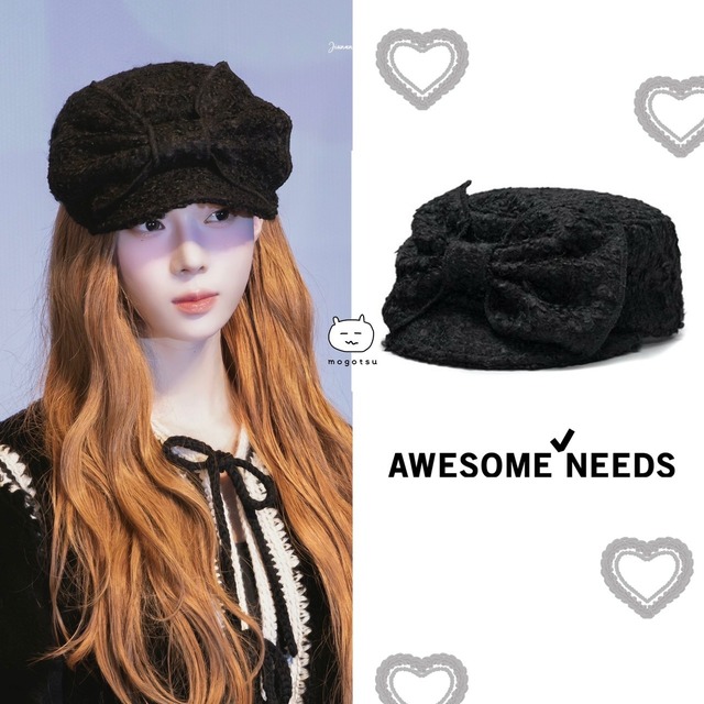★AESPA ウィンター 着用！！【AWESOME NEEDS】BELLBOY CAP RIBBON