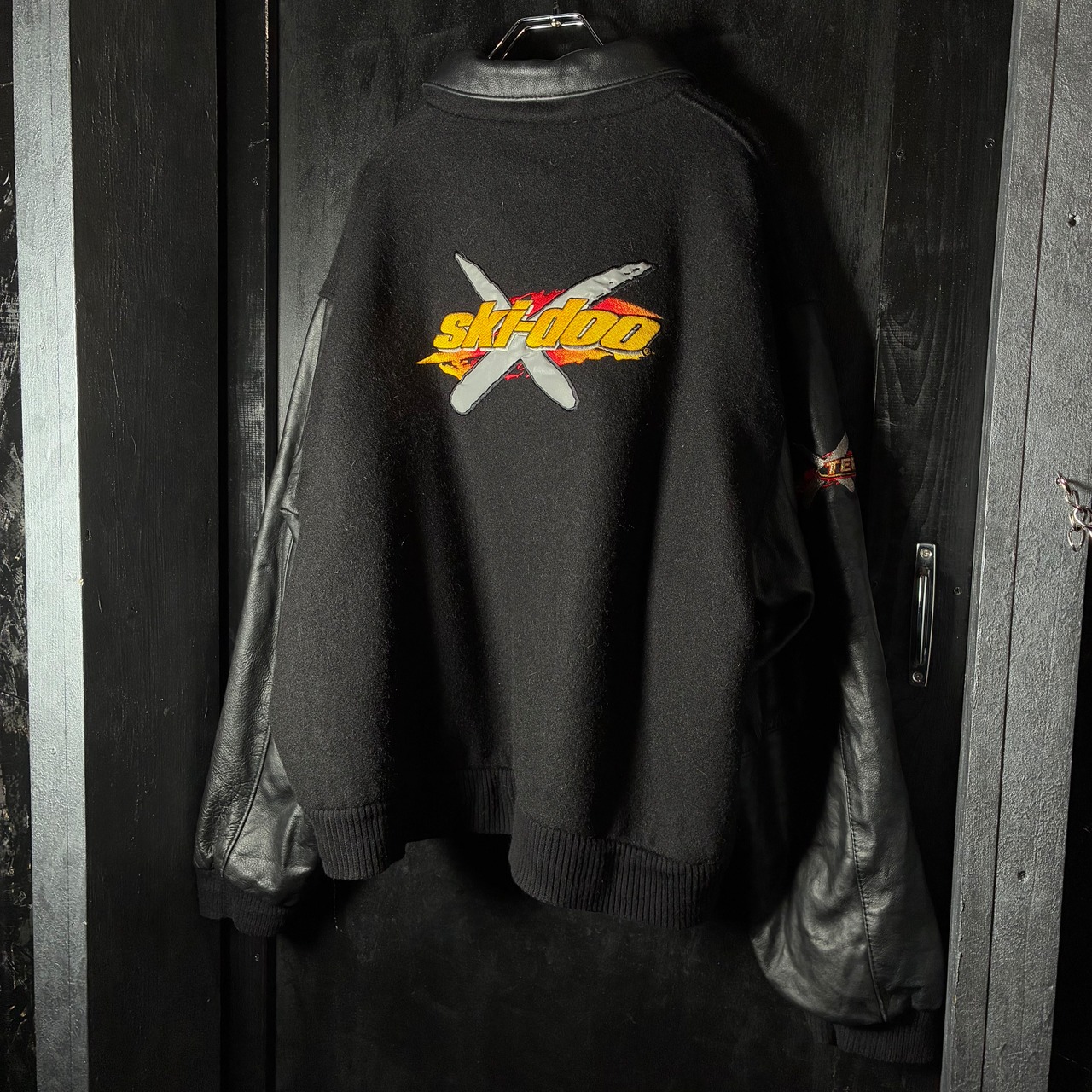 90s SKI-DOO ウール×本革 スタジャン バックリフレクター