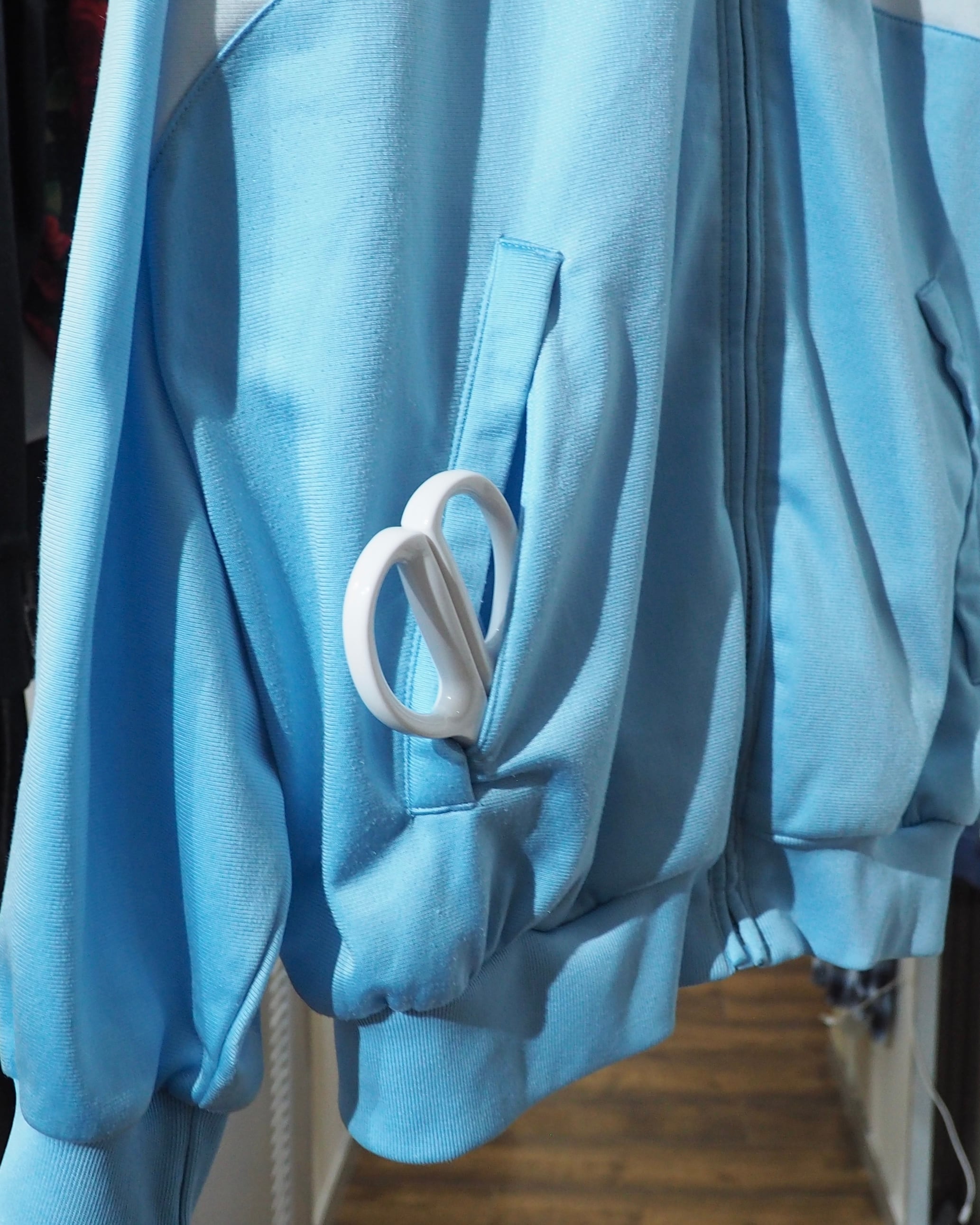 2000s ” adidas ” Shiny Light Blue × Three Line Embroidery Over silhouette Track jacket