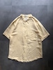 FIELD GEAR the BIG shirt チェック 半袖シャツ XLT イエロー リネンコットン ボタンダウン