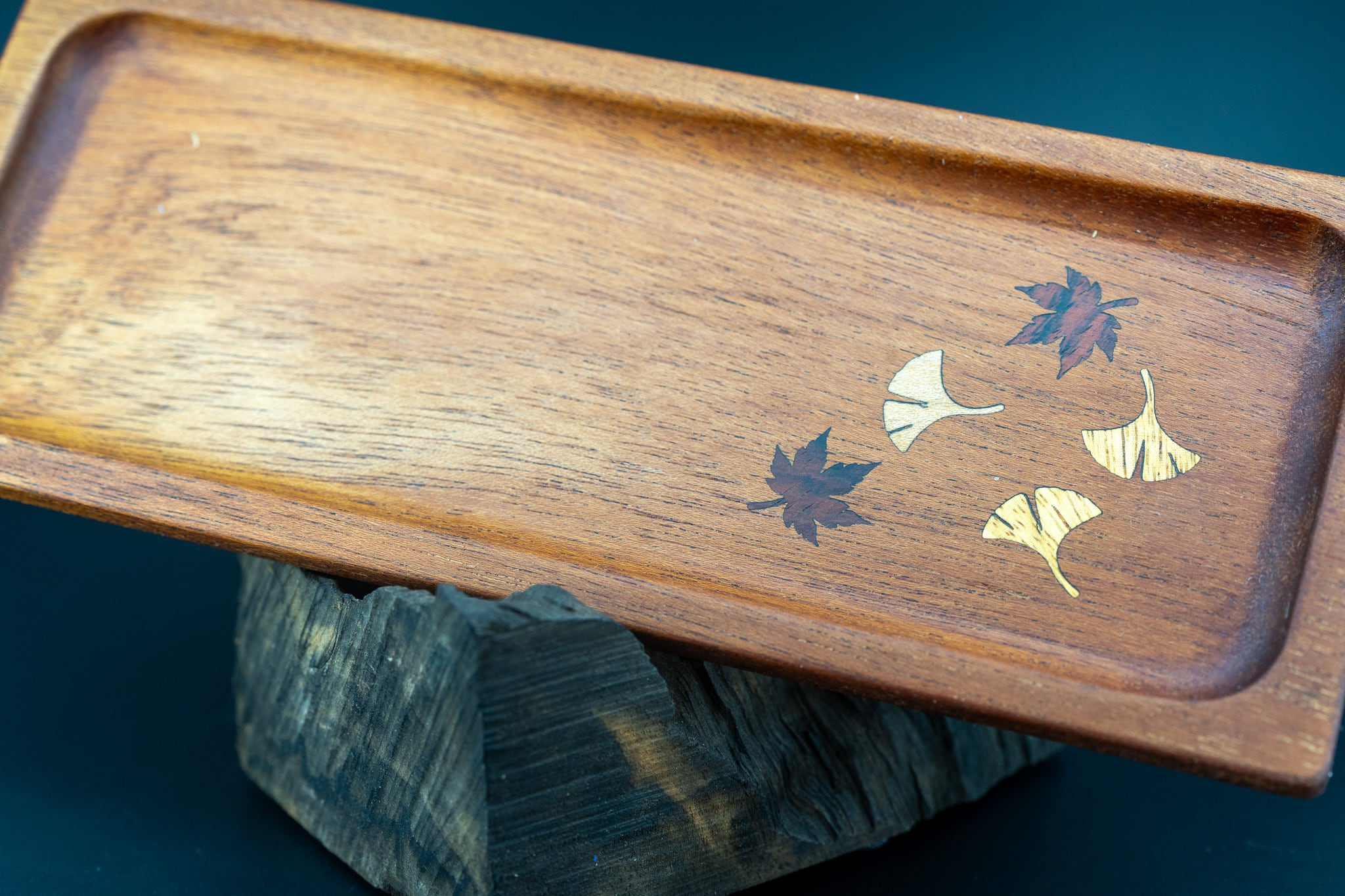 【世界三大銘木】ホンジュラスマホガニー ペントレイ 象嵌 落葉舟