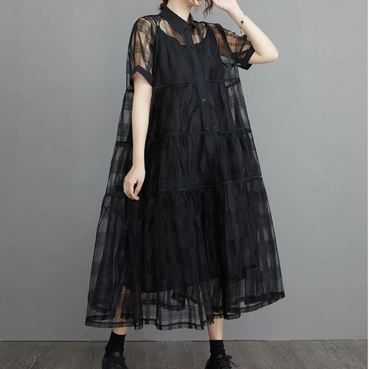 Patchwork Gathered Two-Piece Set (ME456)