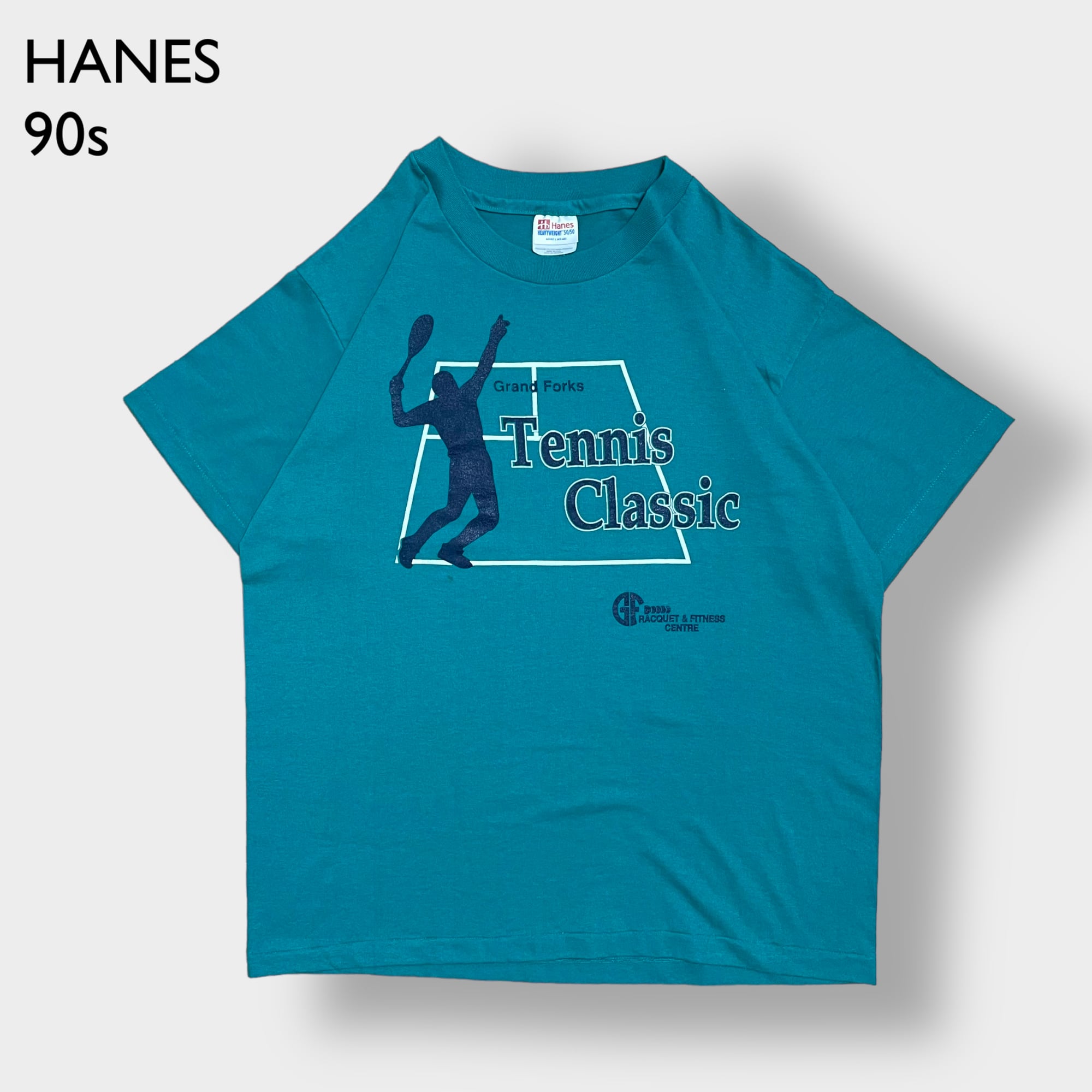 HANES】90s USA製 Tシャツ シングルステッチ テニス プリントロゴ ...