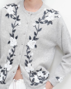 1970-80s angora blend bead embroidered cardigan