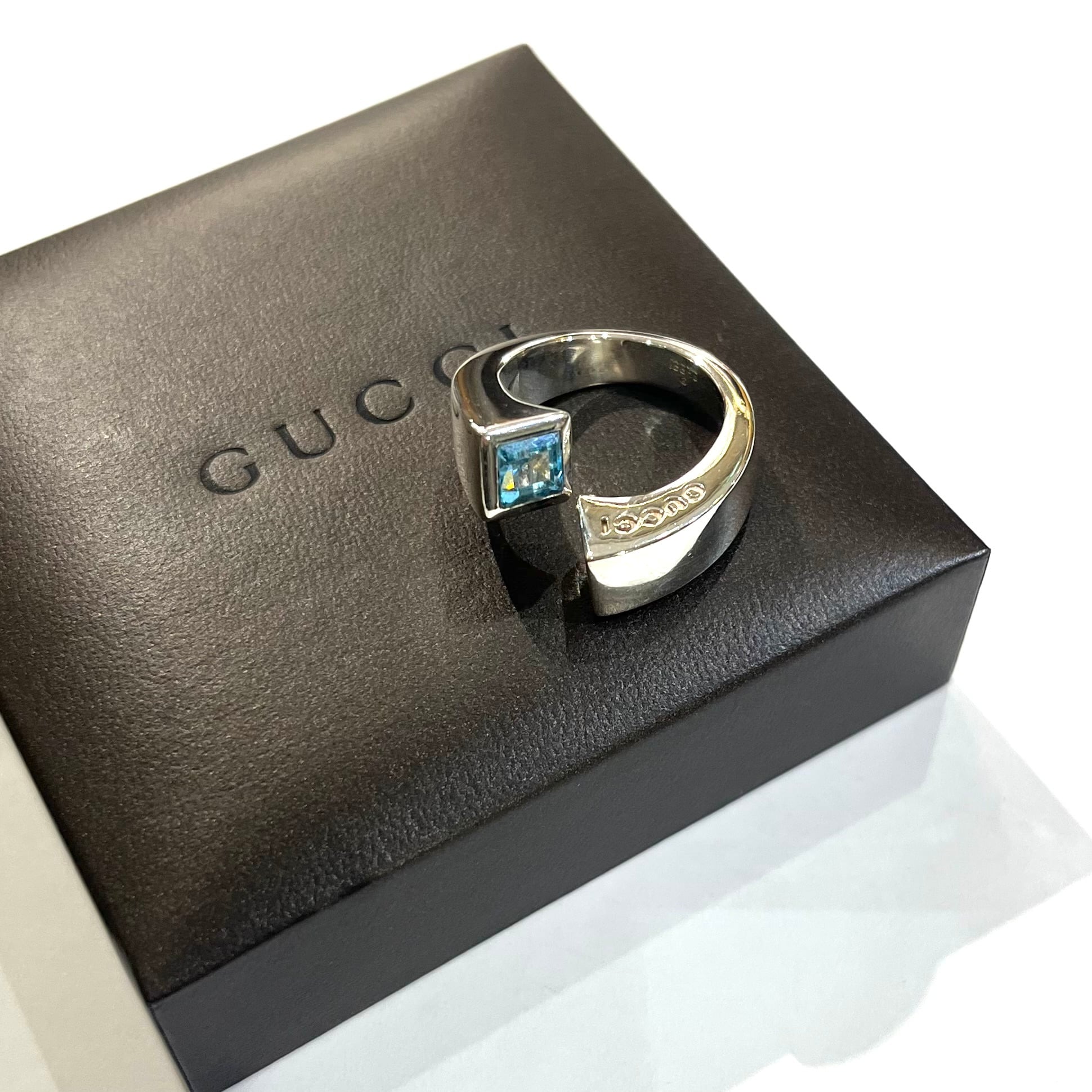 GUCCI 】【13号】グッチ ブルートパーズ輝く。2138 シルバー925 ブルー GUCCI 】【13号】グッチ ブルートパーズ輝く。2138 シルバー925 ブルー