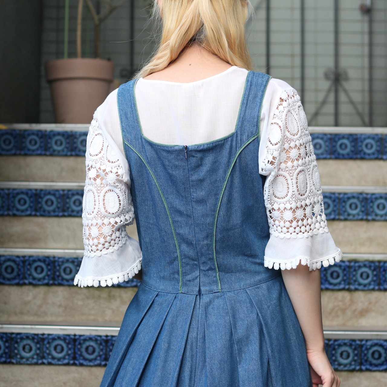 EU VINTAGE LACE DESIGN TYROLEAN BLOUSE/ヨーロッパ古着レース 