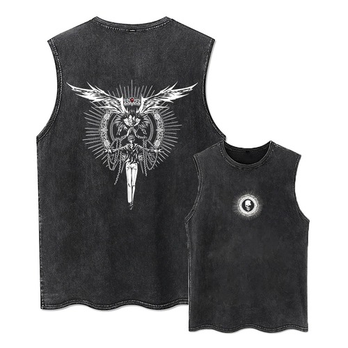 ユニセックスのウォッシュドコットンTシャツ,送料無料,装飾ノート,アニメーションプリント,特大,ストリートウェア,原宿,ヴィンテージ T240926052622_13