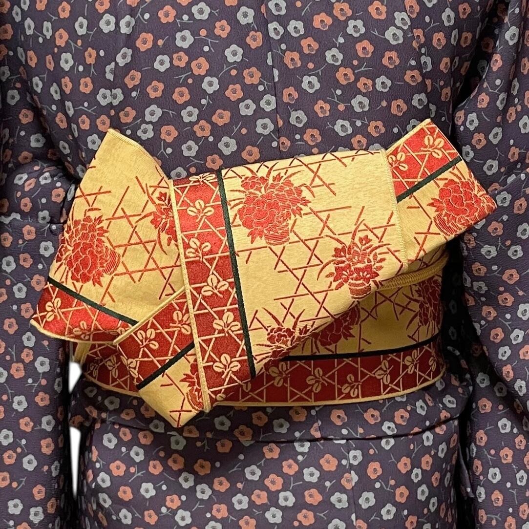 桶花模様 半幅帯