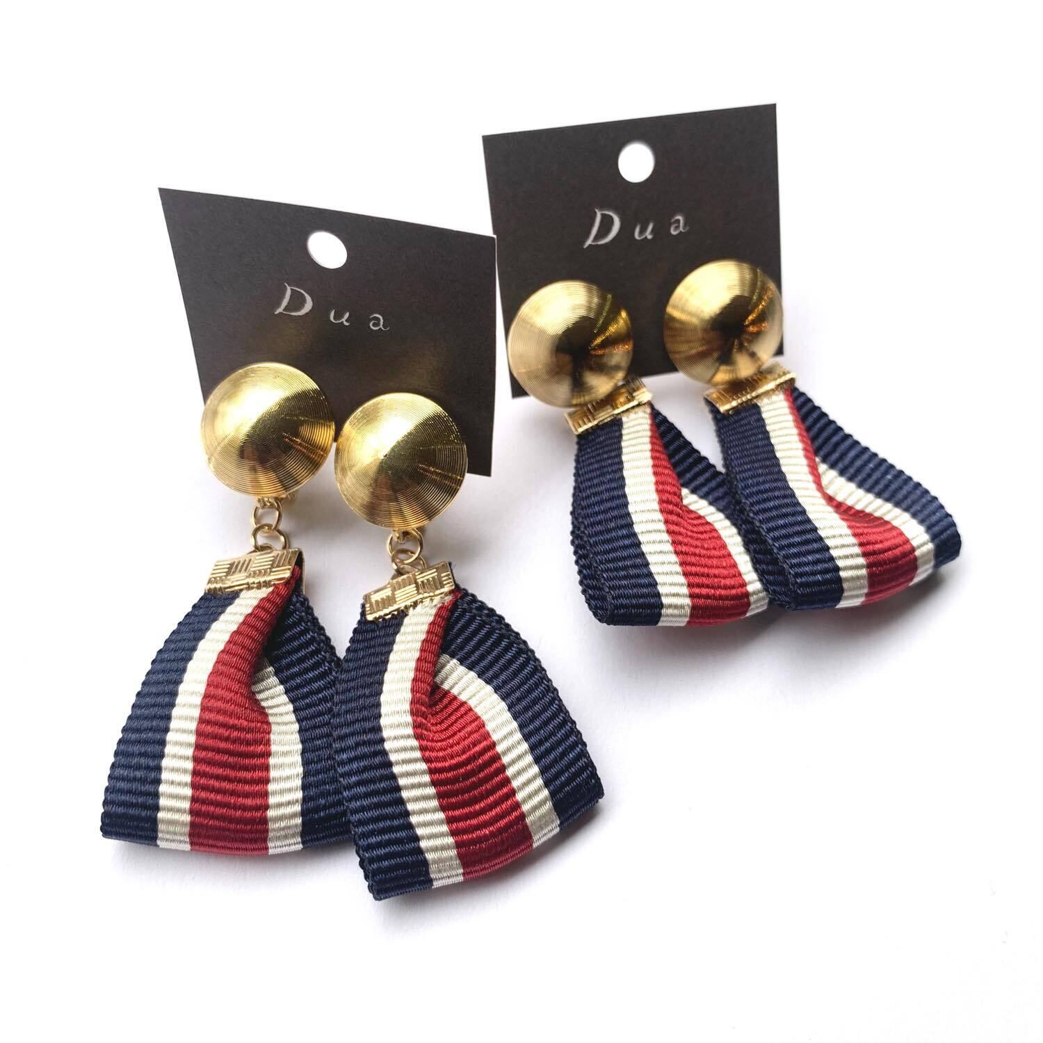 英国風リボンの〈ピアス/イヤリング〉 | Dua-アクセサリーパーツショップ