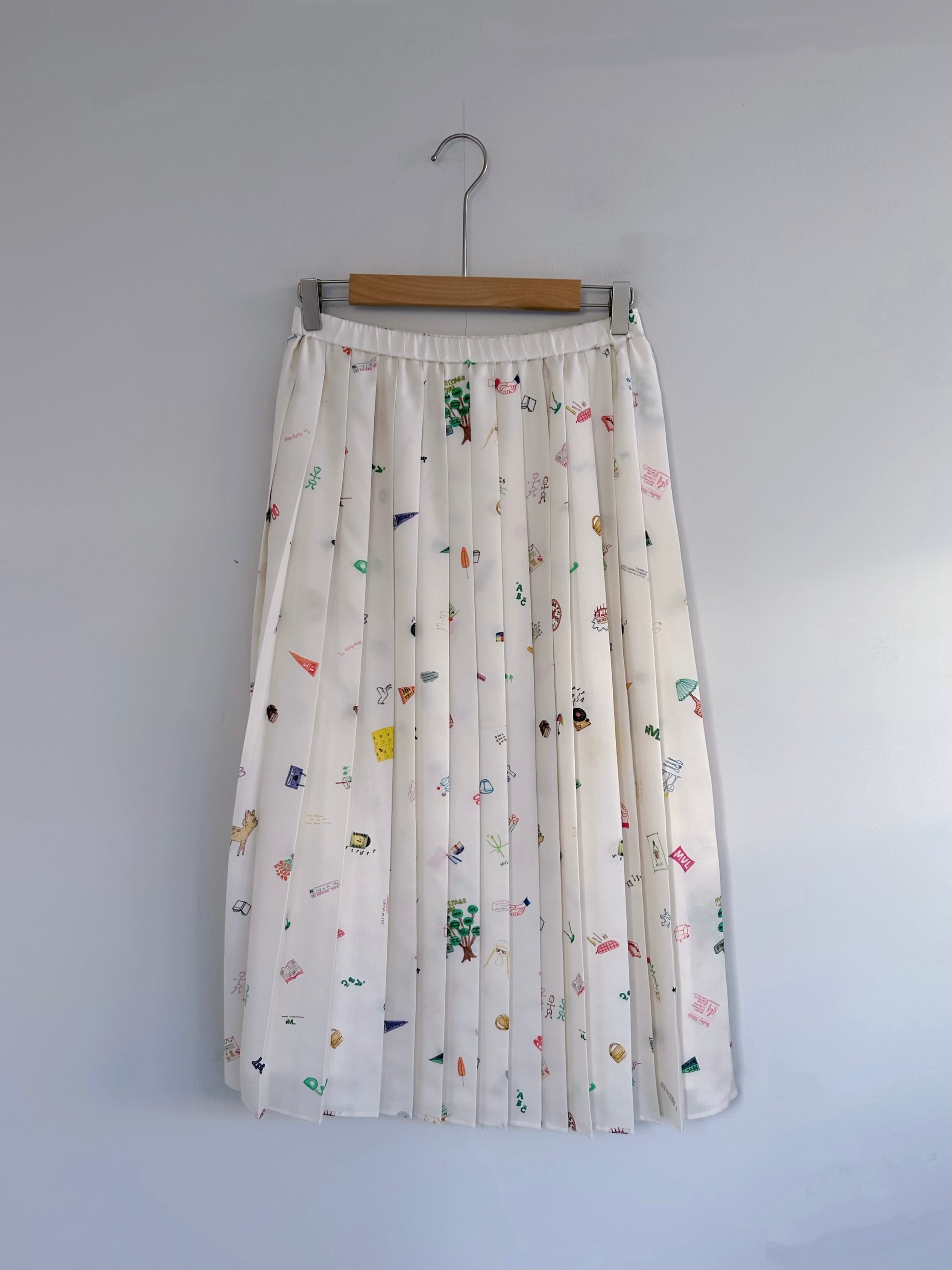 MUVEIL 落書きプリントプリーツスカート | KOKO
