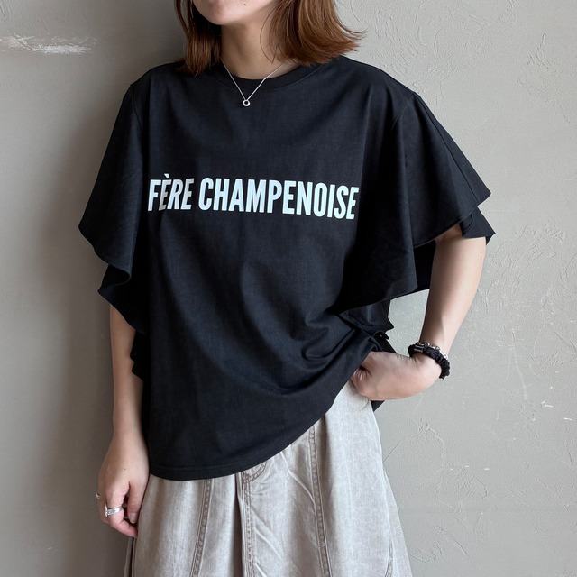 【 CLOCHE  】フリルスリーブロゴTシャツ