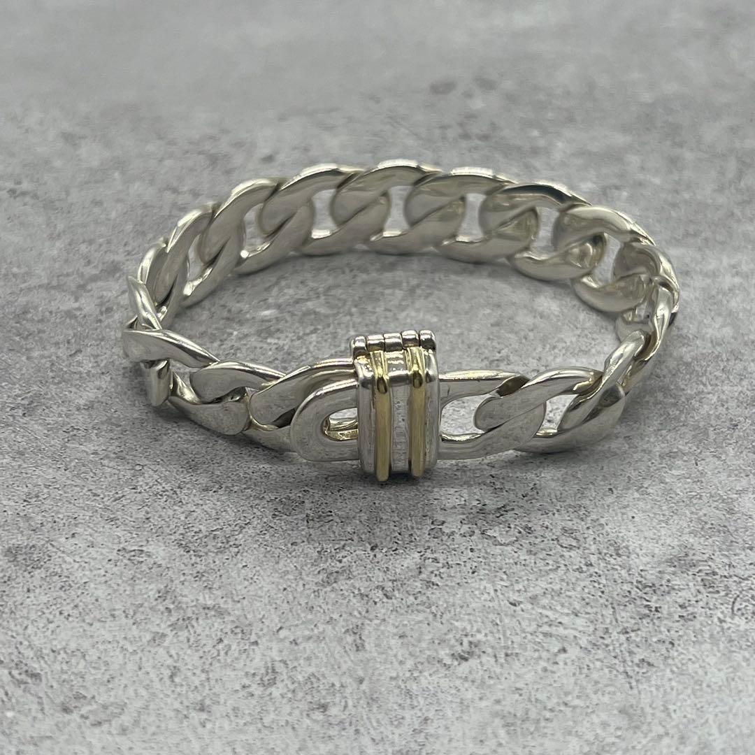【希少】ティファニー TIFFANY フラットカーブチェーンブレスレット コンビ