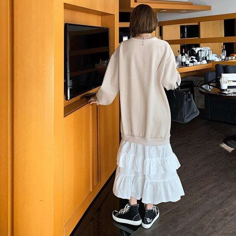 スウェットワンピース ドッキングワンピ カジュアル ガーリー E572