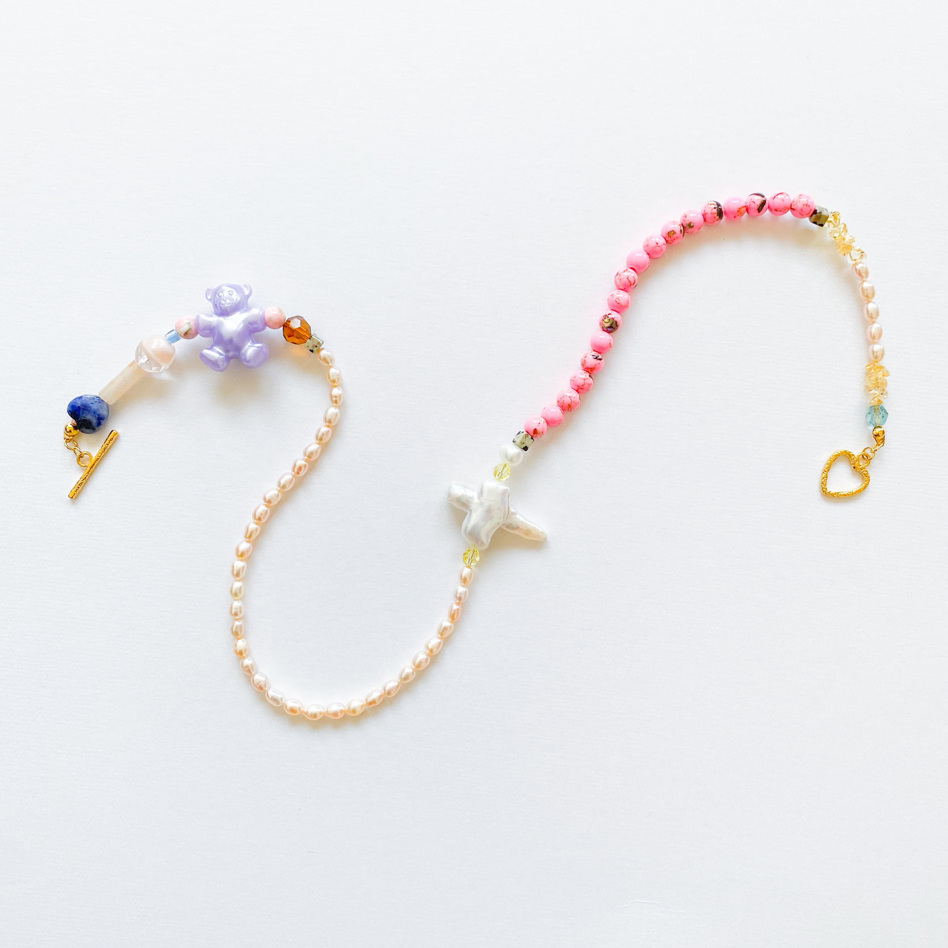 淡水パールとビーズのネックレス(たまに天然石）