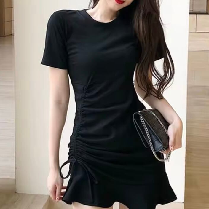 シャーリングTシャツミニワンピース