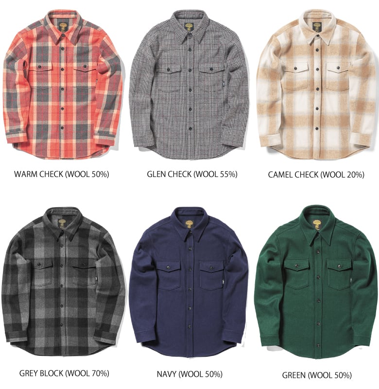 25-26 GREEN CLOTHING WOOL FLANNEL SHIRTS グリーン