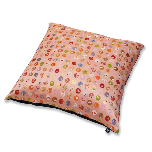 西陣の紋織　小座布団（カバーのみ）金魚　RR（ローズ）45×45（クッション対応）