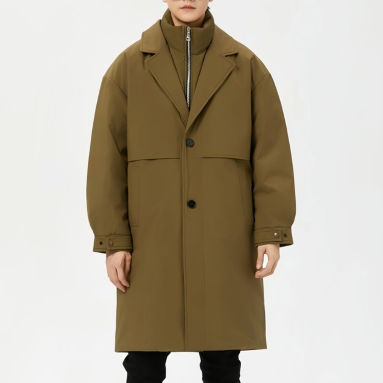 Layered Collar Long Coat / M–3XL　TB2641・画像11