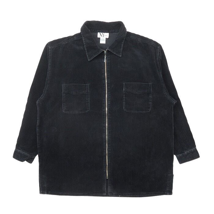 古着 太畝 コーデュロイシャツ ジャケット フルジップ ブラック サイズ