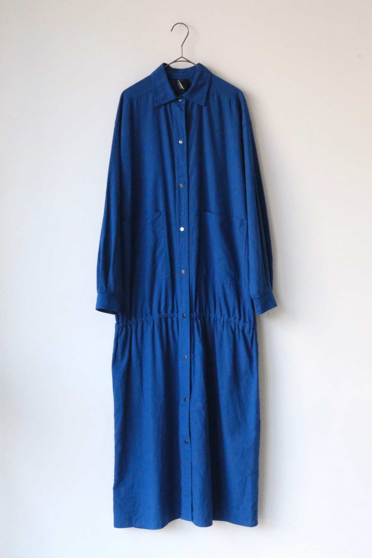 Vuokko cobalt blue cotton snap button shirt dress