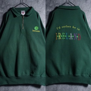 “JERZEES” Green Embroidery Design Half Zip Sweat