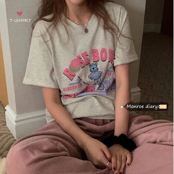 ホワイトシャツ スプリングルーズスタイルTシャツ 春物 モンロー96200820363