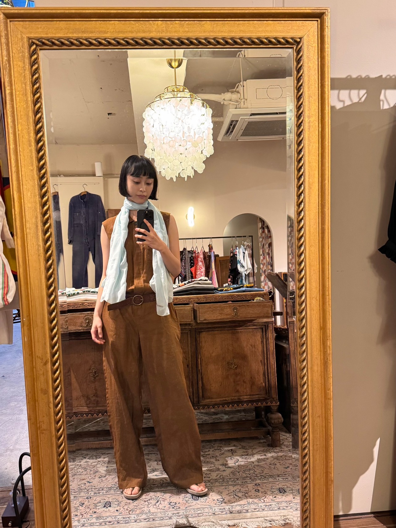 Max Mara made in Italy ブラウンリネンオールインワン