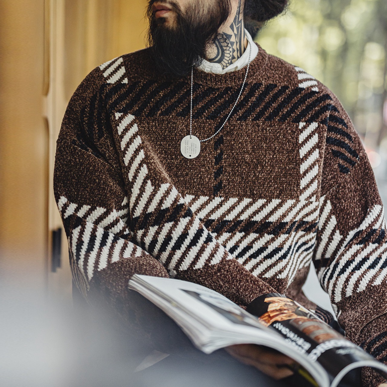 Crew-neck Knitted Pullover Sweater / クルーネック ニット プルオーバー セーター