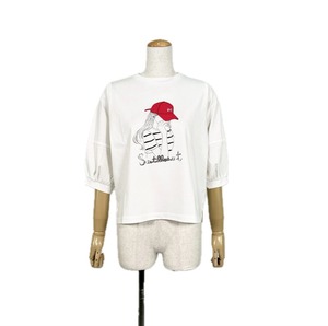 キャップ女の子スパンコール刺繍Tシャツ1956-076