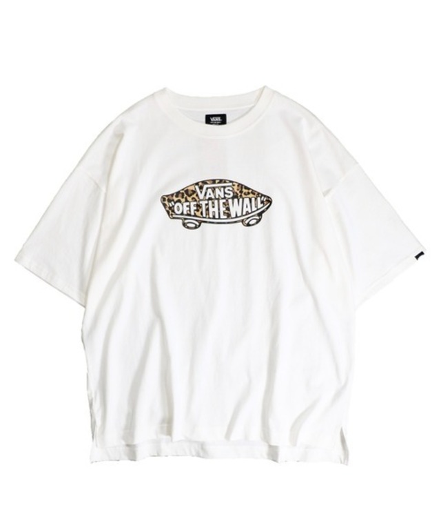 VANS (バンズ) M PATTERN LOGO TEE アニマル柄ロゴ Tシャツ ホワイト/レオパード 122K1010700