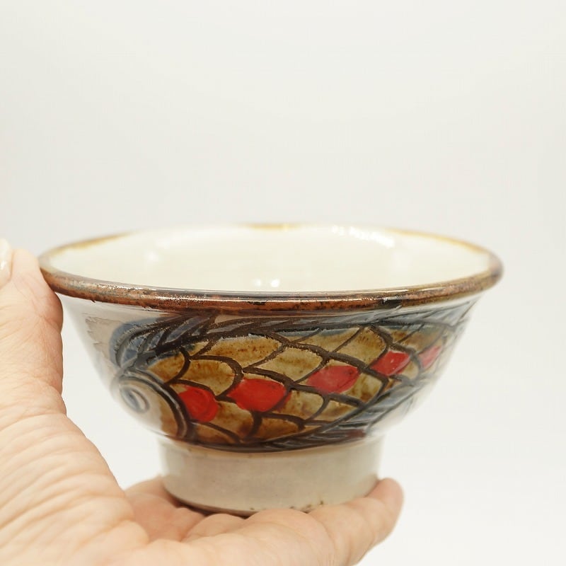 4寸マカイ 魚紋（重ね）【金城陶器秀陶房】 | 沖縄の工芸品うぃーりきさん