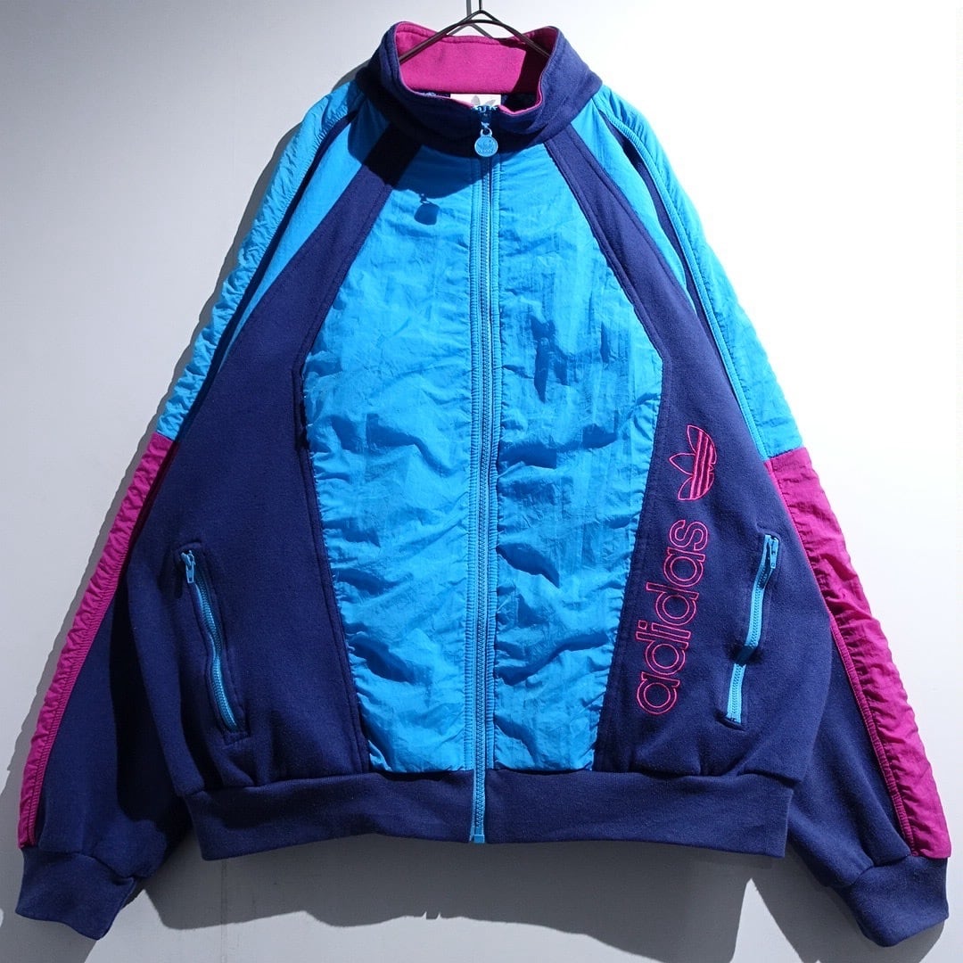 90s "adidas" Multicolor Logo & Nylon Switching Design Sweat Track Jacket