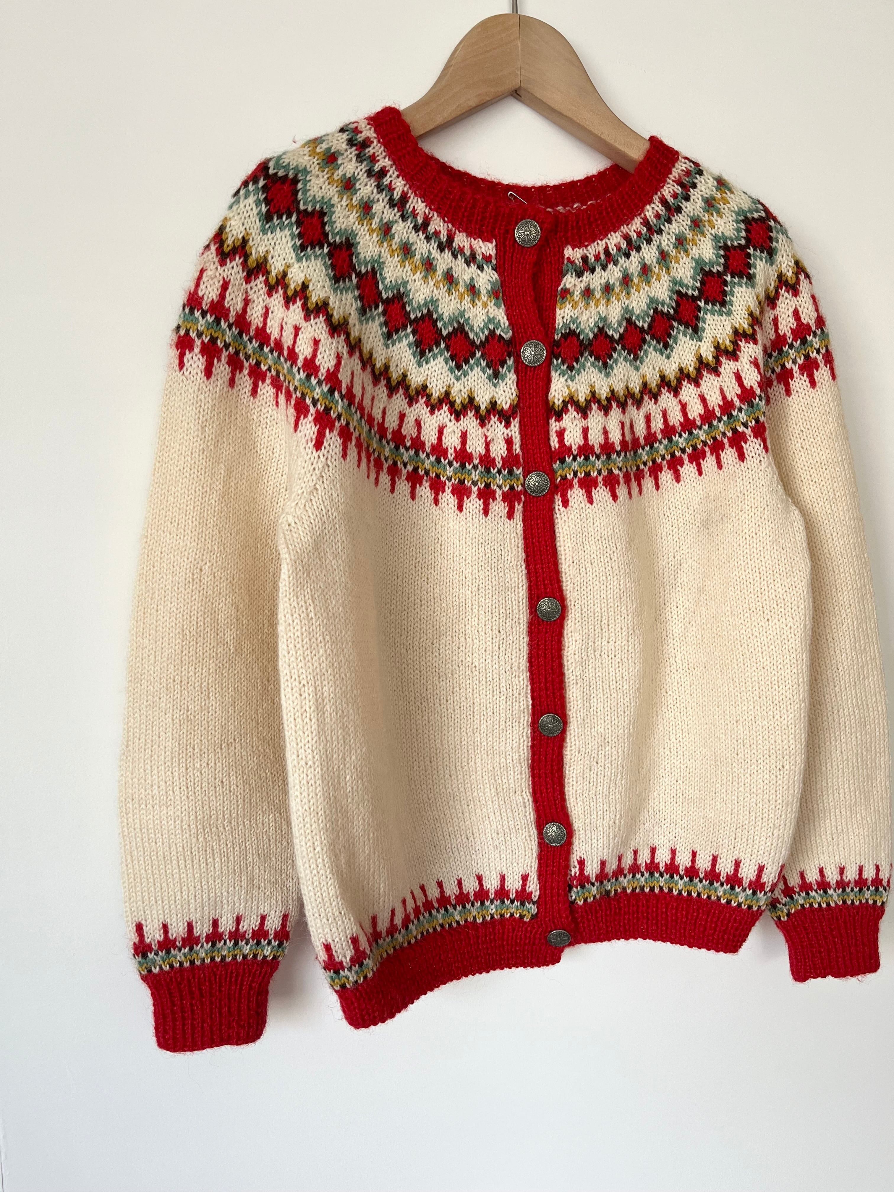 古着 handmade ジャガードニットカーディガン